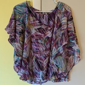 Abstract purple flowy blouse
